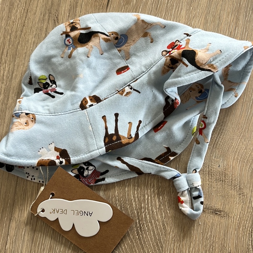 NWT Angel Dear Bamboo Doggy Puppy Daycare Baby Infant Sunhat 0-6m